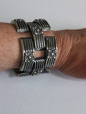 Incredible 1940's Ambriz Floral Link Bracelet Sterling Silver Taxco Mexico